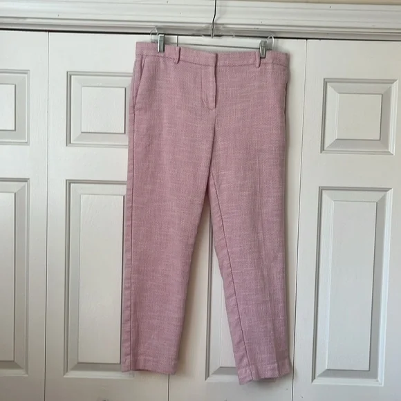 Ann Taylor Ava ankle pants in pink & white texture. Size 10 Tall - Picture 4 of 10